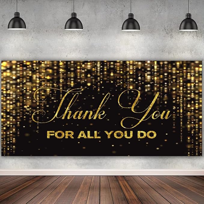 15x8ft Thank You for All You Do Backdrop Black Gold Congratulations Graduates Background Be Thankful to The Teacher Doctor Staff We Appreciate You Decor Banner Backdrop for Senior Year Party