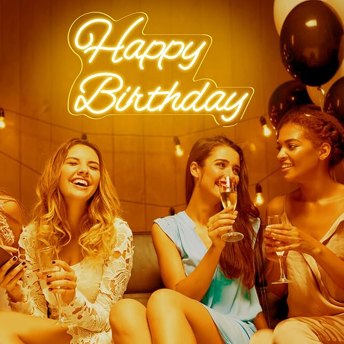 Happy Birthday Neon Sign 20 Inch Reusable Happy Birthday LED Light Up Sign with Dimmable ON/OFF Switch for Birthday Party Backdrop Decoration and Wall Decor and Birthday Gifts