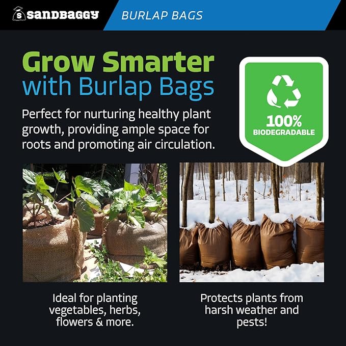 Sandbaggy - Large Burlap Bags 24" x 40" - Burlap Sack Race Bags for Kids & Adults - Premium Quality Woven Burlap Bags for Vegetables- Bad Weather/Frost Protection - Pack of 4 - Also Great as Potato Sacks