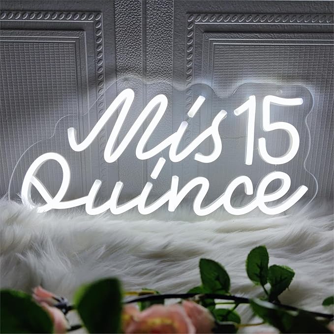 Mis Quince Neon Sign for Wall Decor,Happy Birthday Neon Signs for Bedroom Wall with Dimmable Switch for Any Age Children's Room, Bar, Party, Christmas, Wedding Decoration,SIGNVIA,36 * 17cm