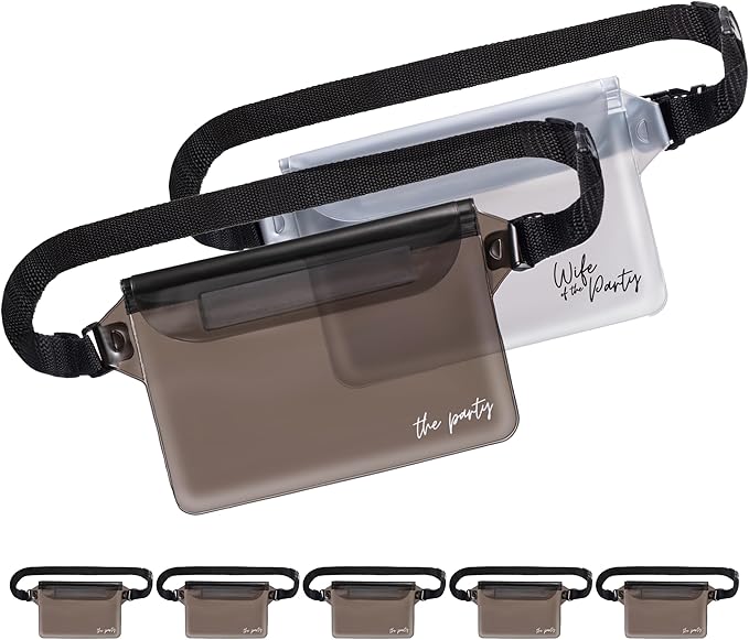 Waterproof Bachelorette Party Fanny Pack Set (7 Pack - Black) 1 “Wife of the Party” Bride Fanny Pack and 6 “The Party” Bachelorette Fanny Packs | Bachelorette Party Favors I Bachelorette Gifts