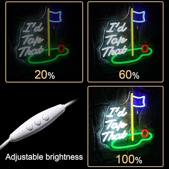NOSUN Golf Neon Sign Golf Neon Signs for Wall Decor Light Up Sign Course LED Sign Flag Ball Neon Light Sign for Golf Club Sport Gym Man Cave Wall Decor LED Sign