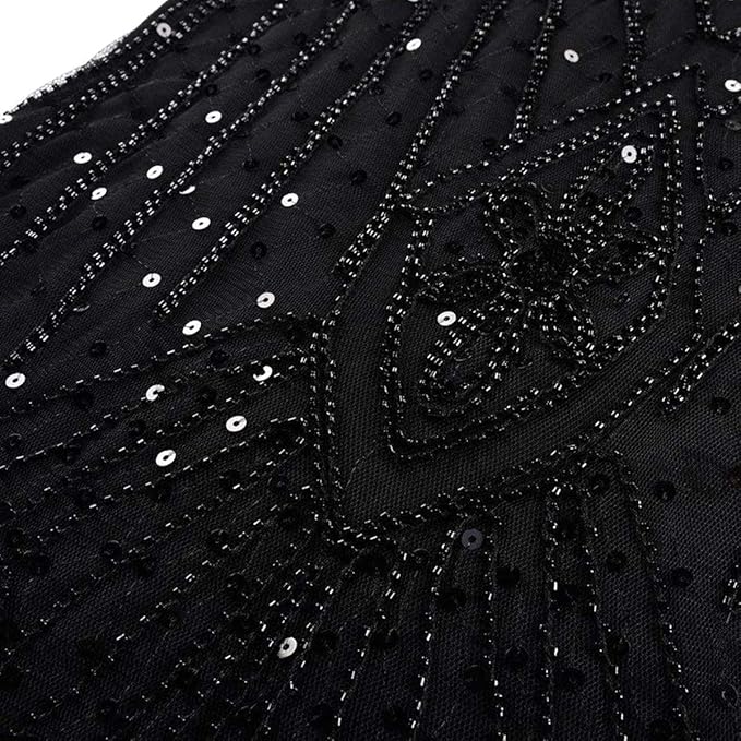 Women Vintage 1920s Gatsby Flapper Evening Party Dress V Neck Art Deco Sequins Mermaid Hem Cocktail Formal Long Maxi Gown