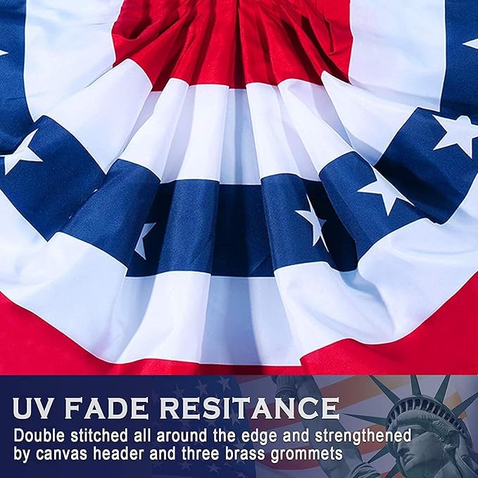 American Flag Bunting Patriotic Pleated Fan Flag USA Flags with Brass Grommets and Zip Ties for 4th of July Memorial Day Decoration Outdoor (5, 3x6 Feet)