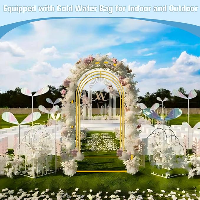 Bazen Wedding Arch Backdrop Stand 6FT, 5FT, 4FT Set of 3 Metal Arch Backdrop Stand for Birthday Party Wedding Ceremony Bridal Baby Shower Banquet Party Event Decor