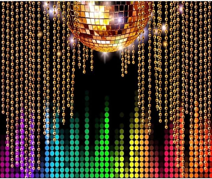 Disco Backdrop 10x8ft Golden Glitter Disco Ball Photo Background for Photography 70s 80s 90s Theme Party Decorations Birthday Wedding Cake Table Banner Photo Booth Props