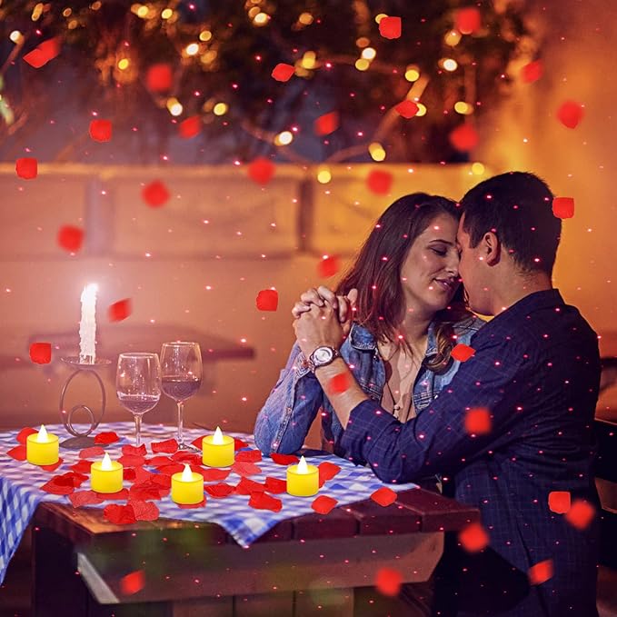 Hanaive 8000 Pcs Artificial Rose Petals with 120 Pcs Flameless LED Tea Light Candles Set Romantic Special Night Decorations for Proposal Anniversary Wedding Valentines Decor(Classic Color)