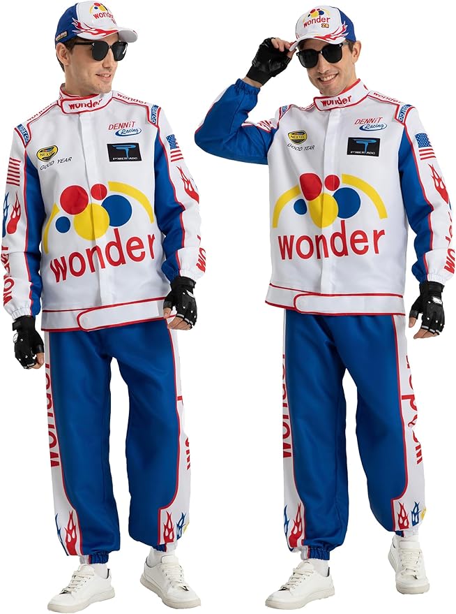 Race Car Driver Costume Jumpsuit Racing Suit Outfit Jacket Halloween Adult Men Women
