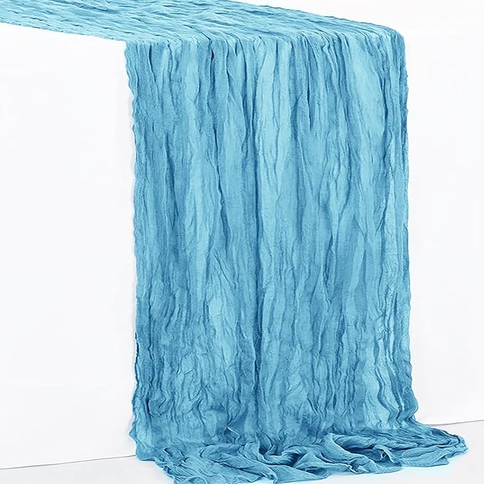 6 Pack Baby Blue Cheesecloth Table Runner 35x120 Inch 10Ft Rustic Gauze Cheese Cloth Table Runner Sheer Cheesecloth Table Runners for Wedding Party Bridal Shower Decoration
