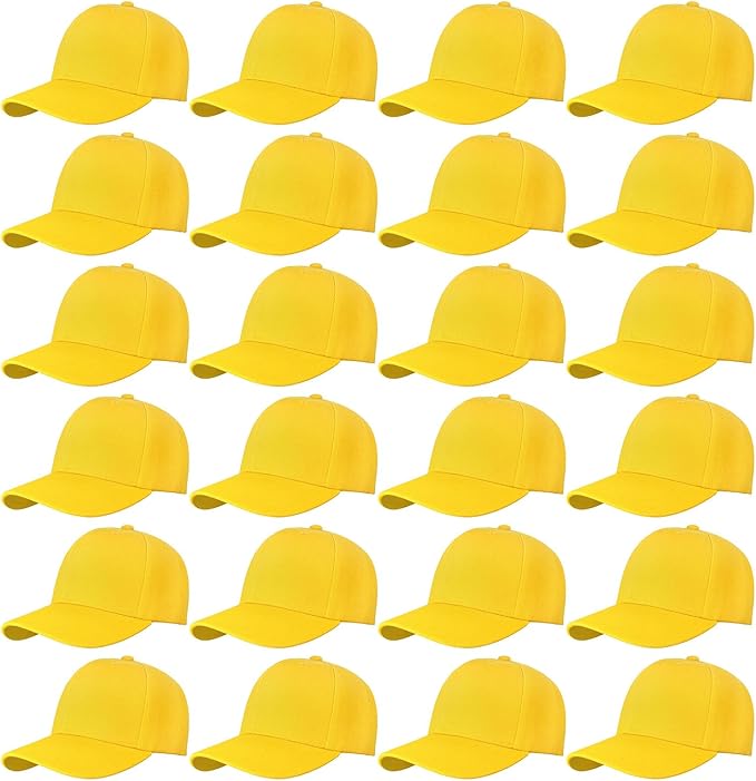 Falari 24/144 Pack Unisex Baseball Cap Bulk Wholesale Plain Blank Hat Adjustable Size