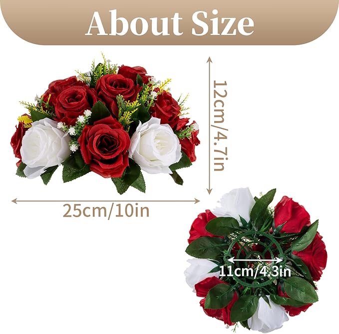 Sziqiqi Red Fake Flowers for Wedding Centerpiece Kissing Flower Balls for Tables Flower Centerpieces Arrangement for Party Road Lead