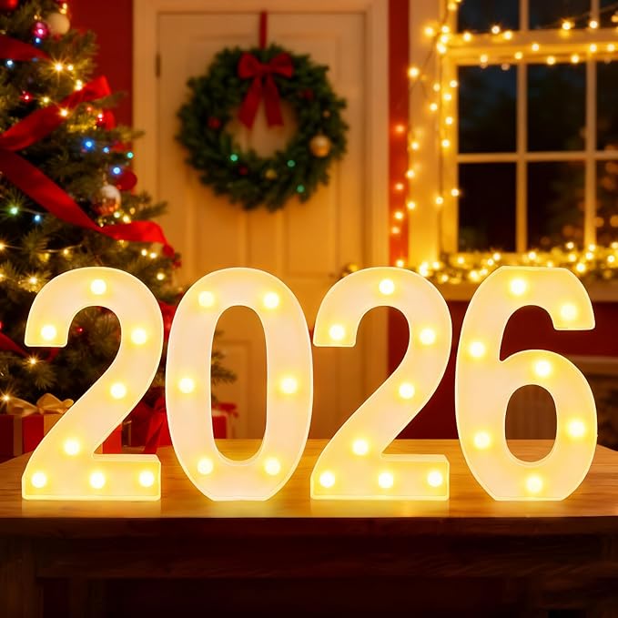Light Up Numbers 2026, Light Up Numbers for Xmas New Year Decorations Class of 2026 High School Party Graduation Decorations,Lighted Number Sign for 2nd, 20th, 22nd, 26th, 60th, 62th Birthday Decorations (8.58IN-Warm White)