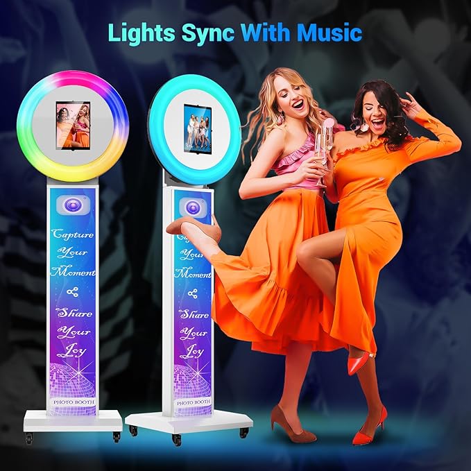 JIYANG Photo Booth with Flight Case,Photo Booth Stand Shell with ChackTok PhotoBooth VIP Member,APP and Remote Control,Music Sync,Wedding and Events