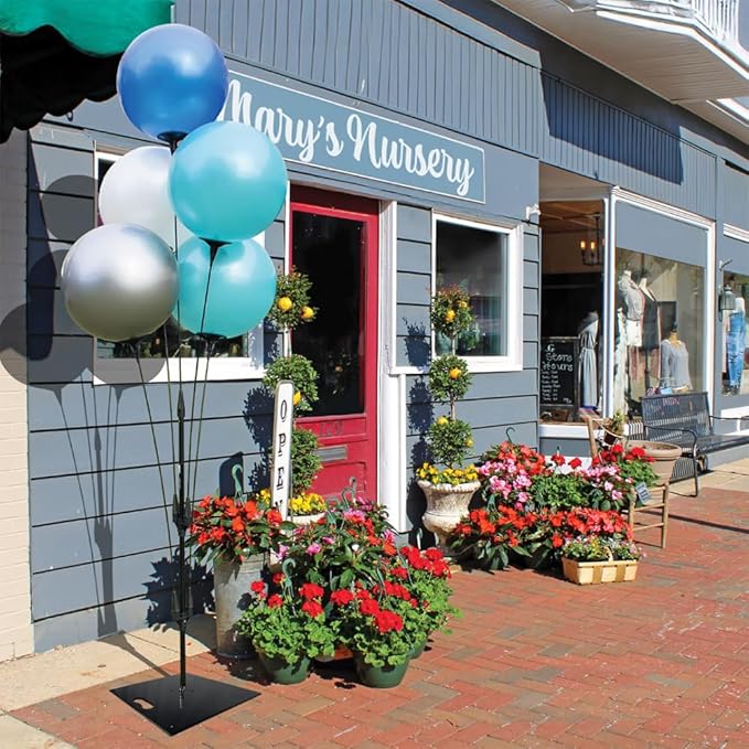 Reusable Outdoor Balloon Clusters - Helium Free, All-Weather, Durable, Plastic Balloons for Advertising, Real Estate, Grand Openings & Events (Aqua, Blue, Silver and White)