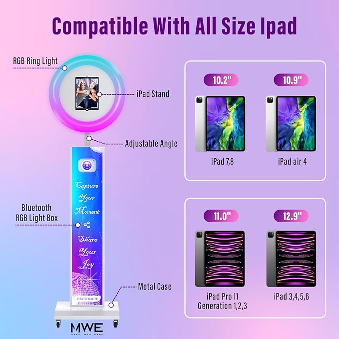 JIYANG Photo Booth with Flight Case,Photo Booth Stand Shell with ChackTok PhotoBooth VIP Member,APP and Remote Control,Music Sync,Wedding and Events