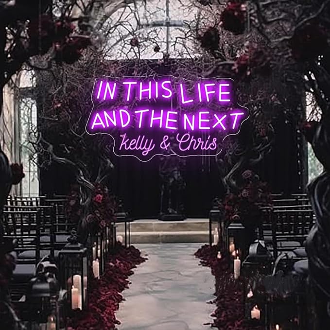 In This Life And The Next Neon Sign Custom Gothic Wedding Name LED Neon Light Personalized Wedding Party Backdrop Decor Home Wall Decor Gift for Newly