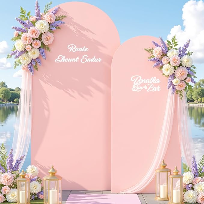 Dusty Rose Photo Arch Backdrop Cover Set of 2 for Party Spandex 7.2 and 6ft Arch Covers Stretchy Backdrop Baby Shower Balloon Arch Stand Covers for Girls Birthday Wedding Bridal Shower Background