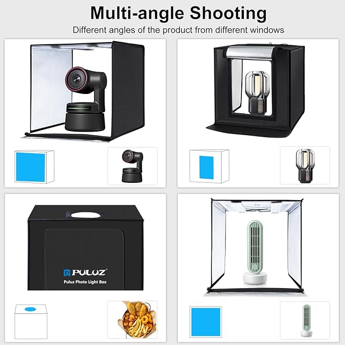 PULUZ Large Photography Light Box, 24x24 inches Photography Light Tent, 60cm x 60cm Photo Studio for Big Product, Portable Photo Booth with 2 Light Board＆ 6 Color backdrops, 5500K Lighting, US Plug