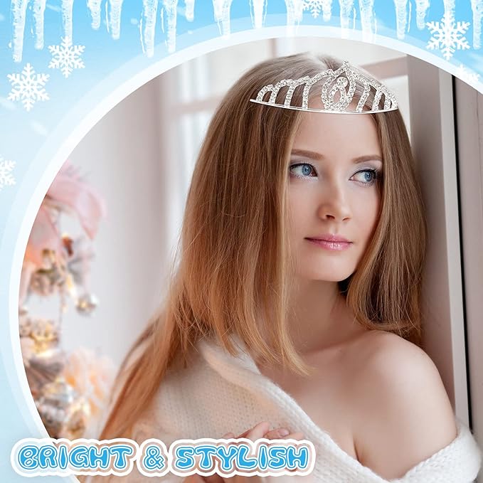 Cindeer 48 Pieces Girls Princess Crystal Tiara Crown, Silver Rhinestone Princess Crown, Tiaras for Girls Bulk Queen Tiara Headband Hair Jewelry for Women Kid Valentine Wedding Costume Birthday Party