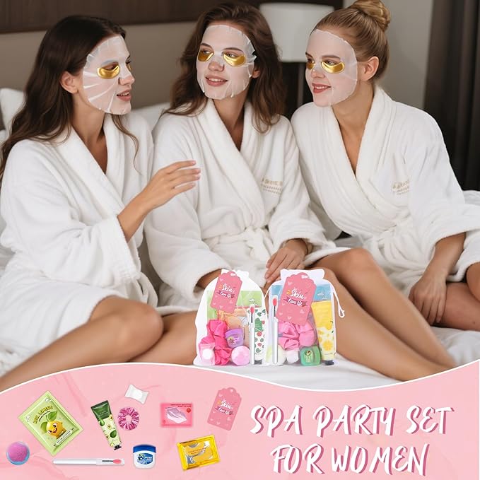 88PCS Spa Party Supplies for Girls, Spa Party Favors Include Face Masks, Under Eye Patches, Lip Masks, Lip Balm, Hand Cream, Foot Bath Bombs, Compressed Towels, Bulk Spa Sleepover Slumber Party Kit
