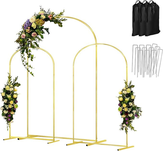 Arch Backdrop Stand Set of 3 Gold Wedding Arches for Ceremony Bridal Arch Stand 7.2FT & 6.6FT & 6FT Garden Arbor Frame for Wedding Birthday Party Baby Shower Photo Booth Background Decor
