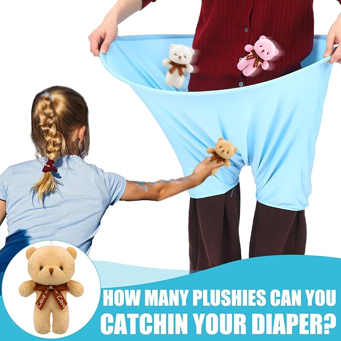 22 Pcs Funny Baby Shower Diapers Games Activities Fun Bridal Shower Games How Many Plushies Can You Catch in Your Big Diaper Gender Reveal for Boys Girls Adults (Blue)