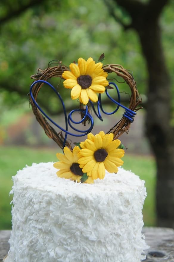 Love Sunflower Cake Topper in Rustic Style for Wedding Reception