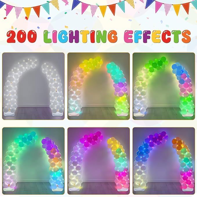 AerWo Lighted Balloon Arch Kit 9.35FT & 6FT, Free Bending Half Balloon Arch Stand with Base, Floor Gold Balloon Arch Frame for Wedding Birthday Party Baby Shower Yard Lawn Home Christmas Decorations