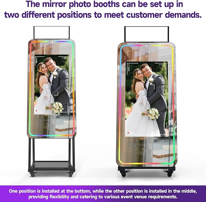 HARZHI Portable Photo Booth Compatible with Ipad, Photo Booth Shell Stand Stand Provide Chacktok Photo Booth Software for Party and Wedding, Free Custom Logo, Flight Case (Magic Mirror)