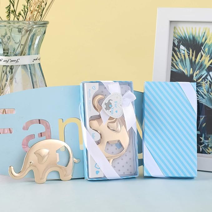 Pack of 36 Bottle Opener Baby Shower Party Favor for Guests Elephant Shaped Bottle Opener Baby Shower Favors Birthday Bridal Shower Souvenirs Wedding Favor Gift (Blue Elephant, 36)