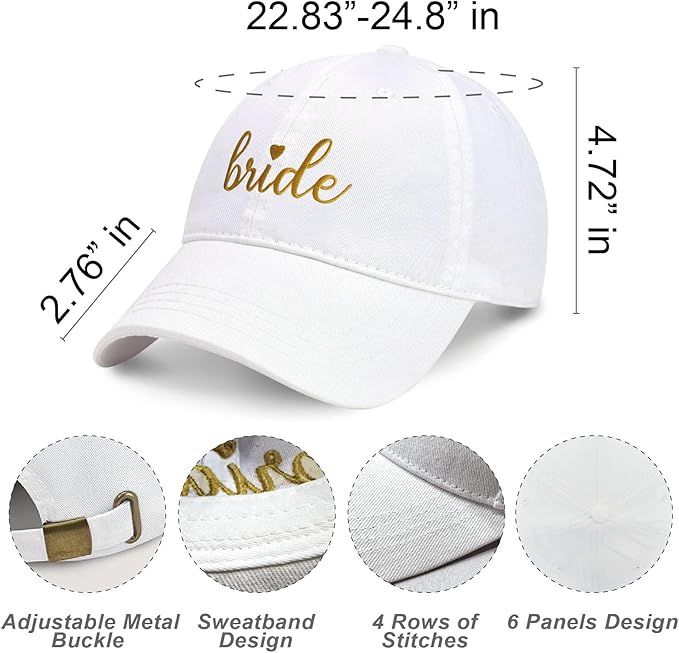 PartyGifts&beyond 6Packs Bachelorette Hat Bridesmaid Hat Bachelorette Party Favors Embroidered Bride Squad Baseball Cap