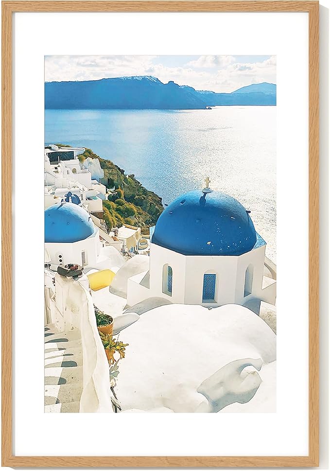 Axeman 20x30 Picture Frame with Mat for 16x24, Solid Oak Wood Poster Frame with Tempered Glass, Wooden 20''x30'' Minimalist Photo Frame with Wall Hooks Puzzle Frame for Art Photo and Prints, Natural