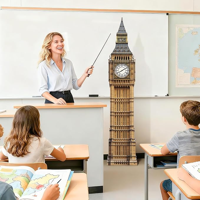 6 Ft Big Ben Cardboard Cutout Big Ben Stand Up Cutout Life-Size Britain Photo Booth Prop Backdrop Sign British Landmark for England London Theme Birthday Party Cultural Educational Display