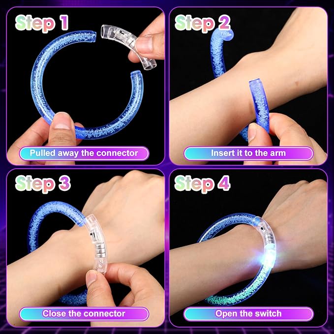 Honoson Glow in the Dark Party Supplies, Light up Glasses LED Bracelets, Neon Favor Flashing Bulk Gift for Adult