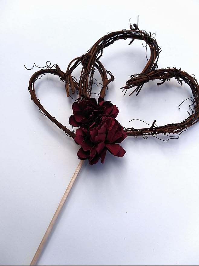 Simple Rustic Cake Topper with White Paper Carnation Flowers