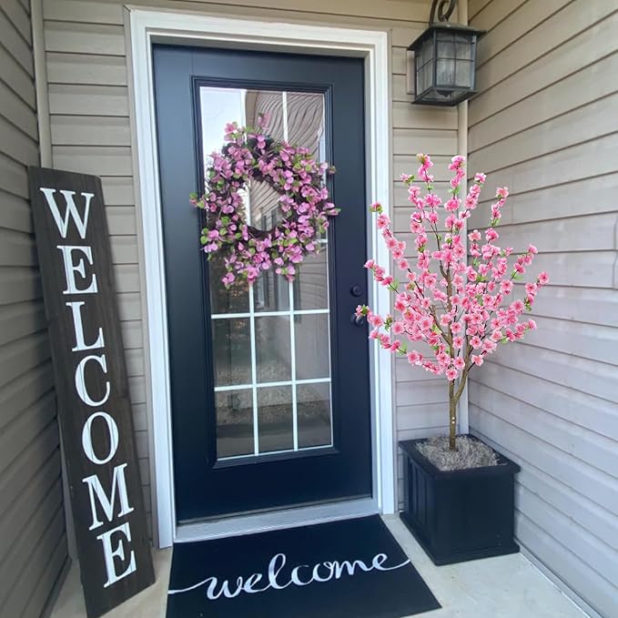 HUAESIN Cherry Blossom Artificial Tree Decor Lifelike 4.4FT Fake Pink Flowers Tree Faux Plants Sakura Tree Wedding Party Spring Indoor Outdoor Office Wedding Home Decor