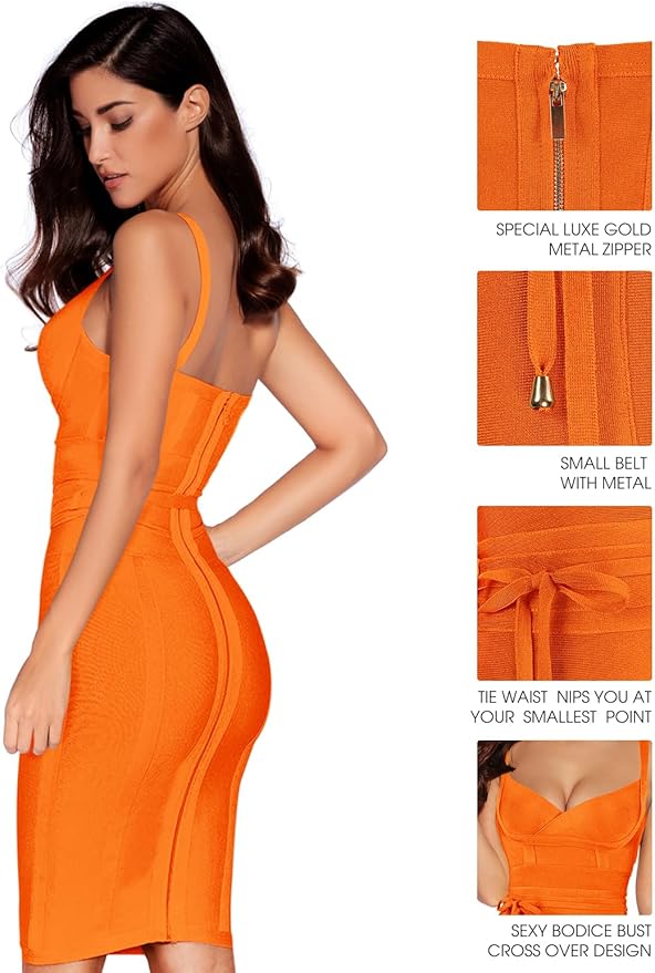 meilun Womens Rayon Belt Detail Bandage Bodycon Party Dress