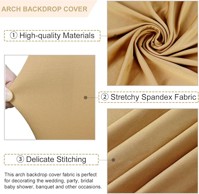 Arch Stand and Cover Set of 2 Arch Backdrop Stand with Cover 6FT 7.2FT Spandex Fitted Arch Backdrop Covers Brown Wedding Arch Covers Stretchy Backdrops Fabric for Wedding Party Decorations