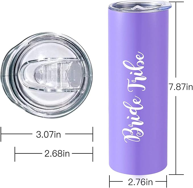10 Pack Bride to Be Skinny Tumbler | 20 oz Bride Tribe Stainless Steel Wine Tumblers | Engagement Wedding Gifts Bridesmaids Mugs Bachelorette Party Supplies & Games