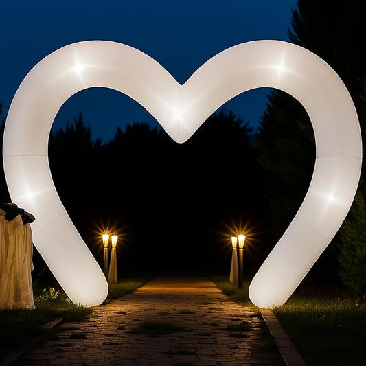 Shappy 9 ft Valentine Inflatables Outdoor Decorations Heart Blow up Inflatable Archway with Build in LEDs for Indoor Outdoor Lawn Yard Garden(White)