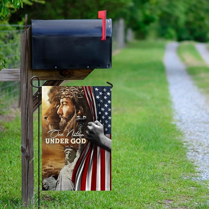 FLAGWIX Christian Patriot American Flags - Decorations For Home, Outside, House Flag 30x40 Decoration, Jesus Lion Double Sided Heavy Duty Canvas Indoor Outdoor Flags