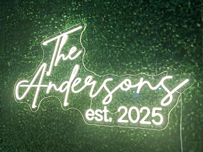 Personalized Last Name With Date Neon Sign, Custom Wedding LED Neon Light, Neon Name Sign for Wedding Party Backdrop Home Wall Decor, Gift for Couple