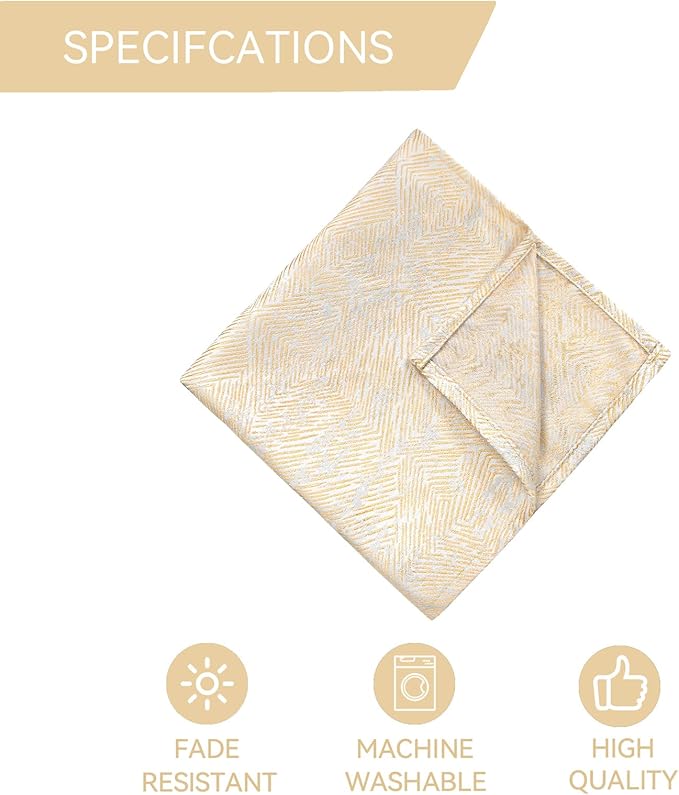 Cloth Napkins Set of 12, Dinner Napkins Washable Soft Durable, Cotton Polyester Blend Yarn-Dyed Jacquard Napkin for Dining, Parties, Weddings, Holiday, 18x18 Inch - Beige