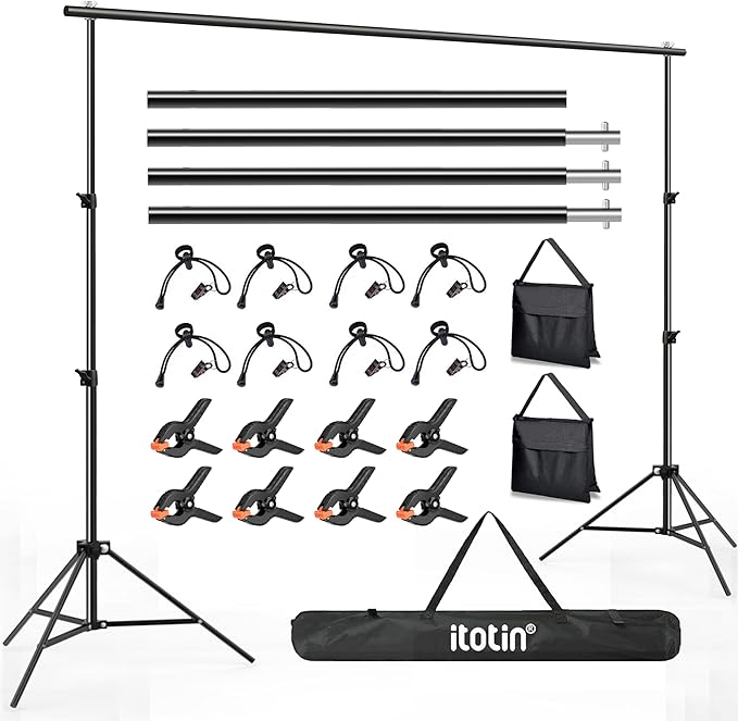 Backdrop Stand 10x7ft(WxH) Photo Studio Background Stand Support System Backdrop Support Kit, for Photography, Advertising Display, Parties Decoration