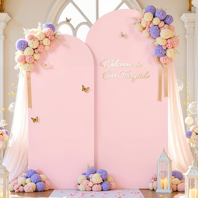 Pink and Hot Pink Photo Arch Backdrop Cover Set of 2 Spandex 7.2 and 6ft Arch Covers Stretchy Backdrop Birthday Party Arch Stand Covers for Girls Baby Shower Wedding Banquet Background Decoration