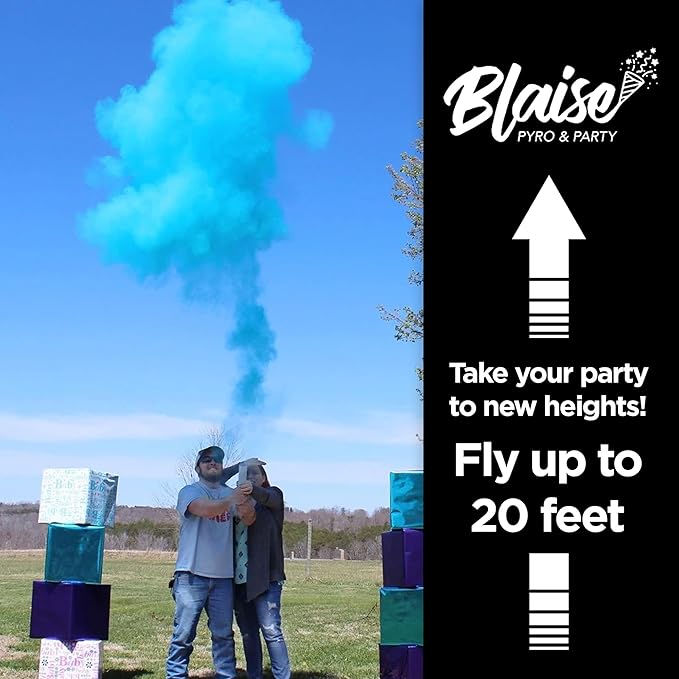 Blaise Pyro & Party Powder Poppers - Colorful Cannons for Birthdays, Weddings, Anniversaries, & More – Designed to Break Down Naturally, Easy to Use for Photoshoots & Celebrations - 16", 4 Pack, Blue