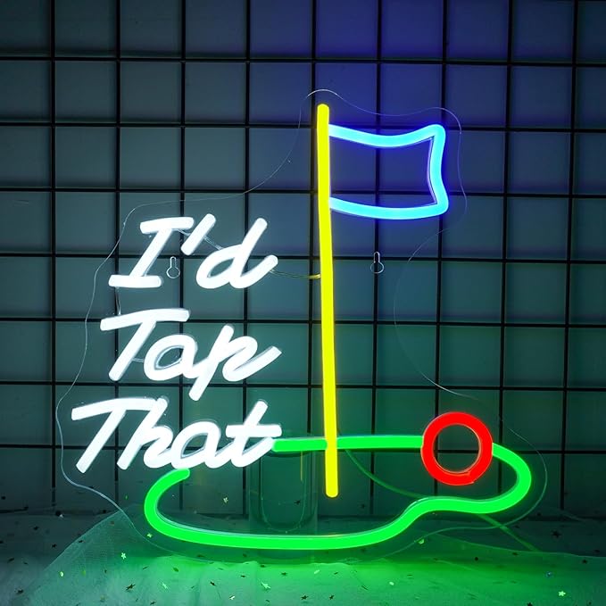NOSUN Golf Neon Sign Golf Neon Signs for Wall Decor Light Up Sign Course LED Sign Flag Ball Neon Light Sign for Golf Club Sport Gym Man Cave Wall Decor LED Sign