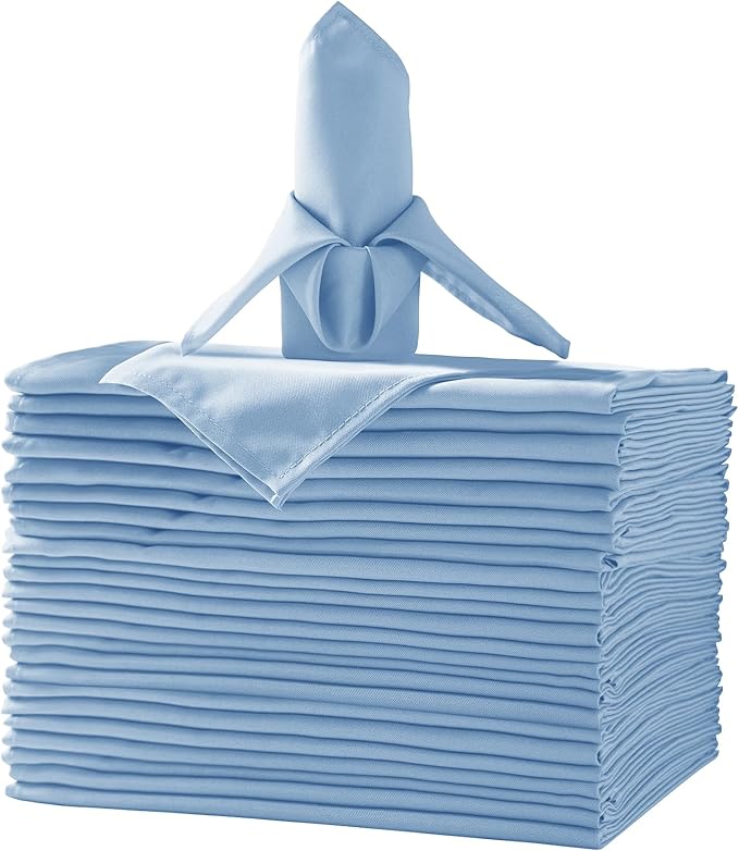 25pcs Polyester Cloth Napkins - 20 x 20 inch Blue Mist Dinner Washable Napkins with Hemmed Edges for Restaurant/Wedding/Hotel(25,Blue Mist)