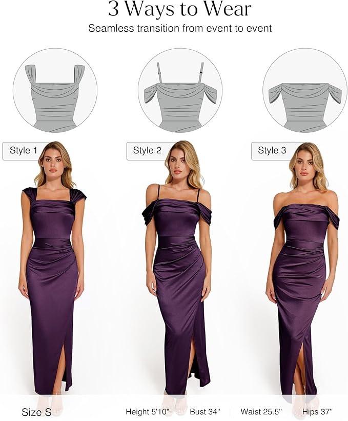 Popilush Womens Shapewear Maxi Dress Multi Way Wear Off The Shoulder Bodycon Long Cocktail Formal Dresses