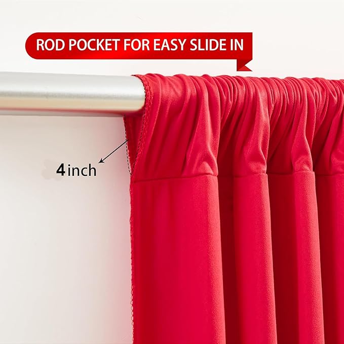 20ft×8ft Wrinkle Free Red Backdrop Curtain for Party, 4 Panels 5×8ft Thick Silky Polyester Red Photo Backdrop Drapes Curtains for Birthday Baby Shower Themed Parties Wedding Photography
